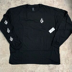 NWT Volcom Men's Iconic Stone Long Sleeve T-Shirt Black Size 2XL